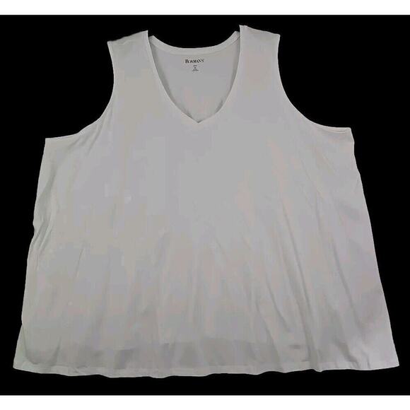 Roaman's ~Woman Plus Size 6X 42/44~ White 100% Cotton Smooth Stretch Tank Top. - Picture 1 of 10